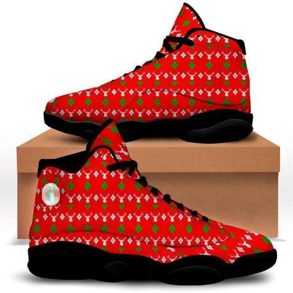 Christmas JD13 Shoes, Christmas Shoes, Deer Argyle Christmas Print Pattern Jd13 Shoes, Christmas Shoes 2023