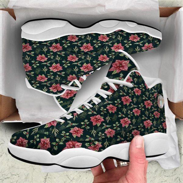 Christmas JD13 Shoes, Christmas Shoes, Poinsettia Christmas Watercolor Print Pattern Jd13 Shoes, Christmas Shoes 2023