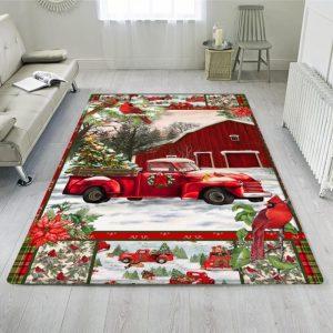 Christmas Rugs, Christmas Area Rugs, Barn Red Truck Christmas Rug , Christmas Floor Mats