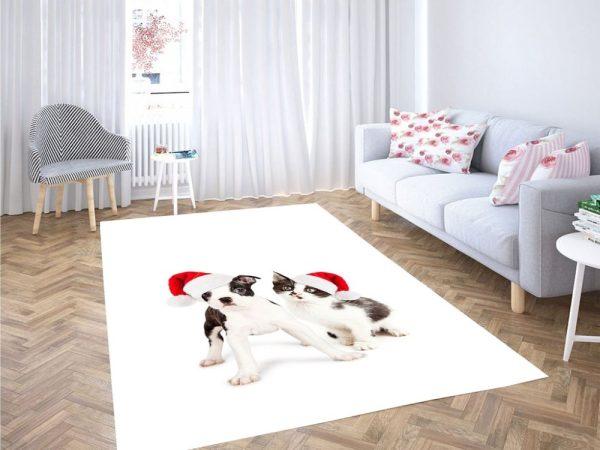 Christmas Rugs, Christmas Area Rugs, Cat And Dog Christmas Living Room Modern Carpet Rug, Christmas Floor Mats