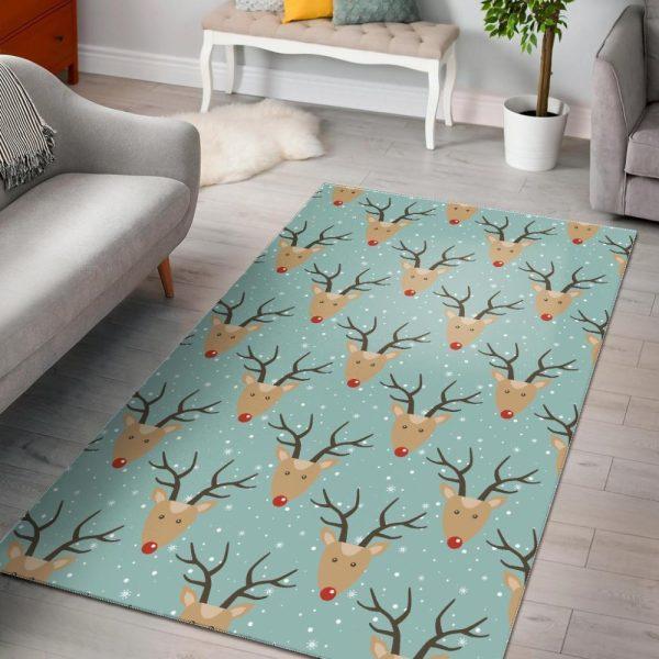 Christmas Rugs, Christmas Area Rugs, Christmas Reindeer Print Pattern Area Limited Edition Rug, Christmas Floor Mats