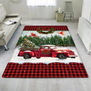Christmas Rugs, Christmas Area Rugs, Christmas Rug Red Truck Christmas Cardinal Rug , Christmas Floor Mats