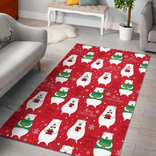 Christmas Rugs, Christmas Area Rugs, Christmas Teddy Bear Pattern Print Area Limited Edition Rug, Christmas Floor Mats