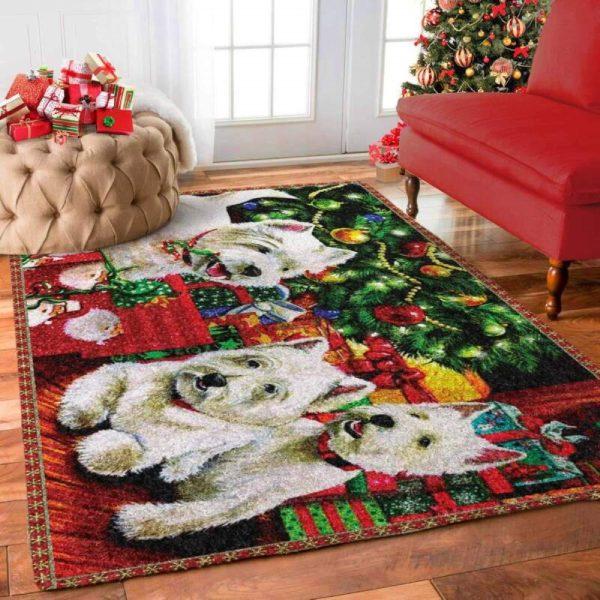 Christmas Rugs, Christmas Area Rugs, Christmas Westie Limited Edition Rug, Christmas Floor Mats