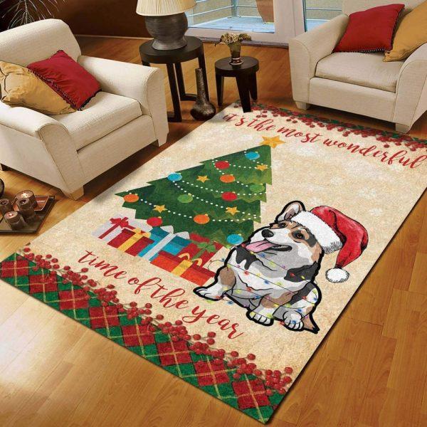 Christmas Rugs, Christmas Area Rugs, Corgi Christmas Limited Edition Rug, Christmas Floor Mats