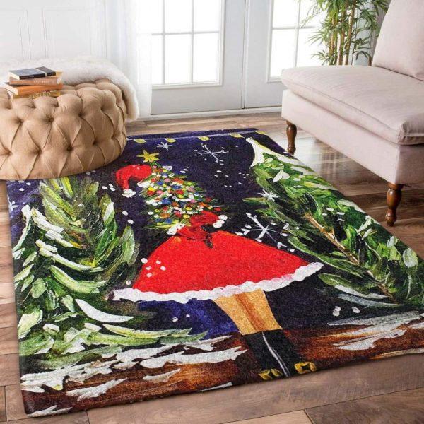 Christmas Rugs, Christmas Area Rugs, Dance Of Joy Christmas Tree Girl Limited Edition Rug, Christmas Floor Mats