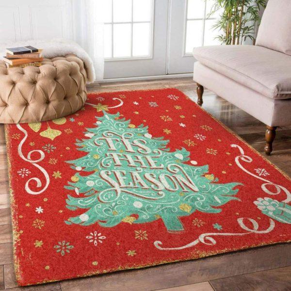 Christmas Rugs, Christmas Area Rugs, Dreamy Snowman With Christmas Tree Limited Edition Rug, Christmas Floor Mats