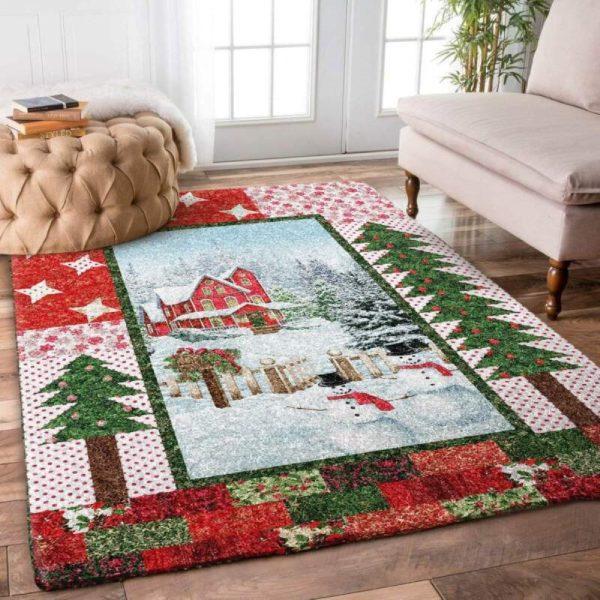 Christmas Rugs, Christmas Area Rugs, Flourish On Christmas Snowman Limited Edition Rug, Christmas Floor Mats