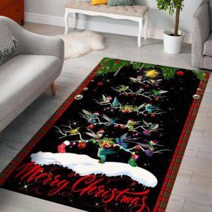 Christmas Rugs, Christmas Area Rugs, Hummingbird Christmas Tree Rug, Christmas Floor Mats