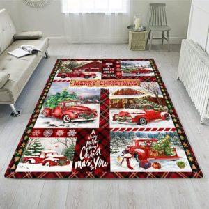 Christmas Rugs, Christmas Area Rugs, Red Truck Christmas Rug, It’s The Most Wonderful Time, Christmas Floor Mats