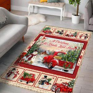 Christmas Rugs, Christmas Area Rugs, Red Truck Rug At Christmas All Roads Lead Home , Christmas Floor Mats