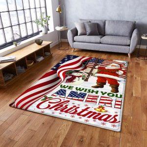 Christmas Rugs, Christmas Area Rugs, Santa Claus US Rug We Wish You Ameri Christmas , Christmas Floor Mats