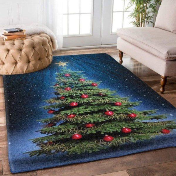 Christmas Rugs, Christmas Area Rugs, Snowy Narratives With Christmas Tree Limited Edition Rug, Christmas Floor Mats