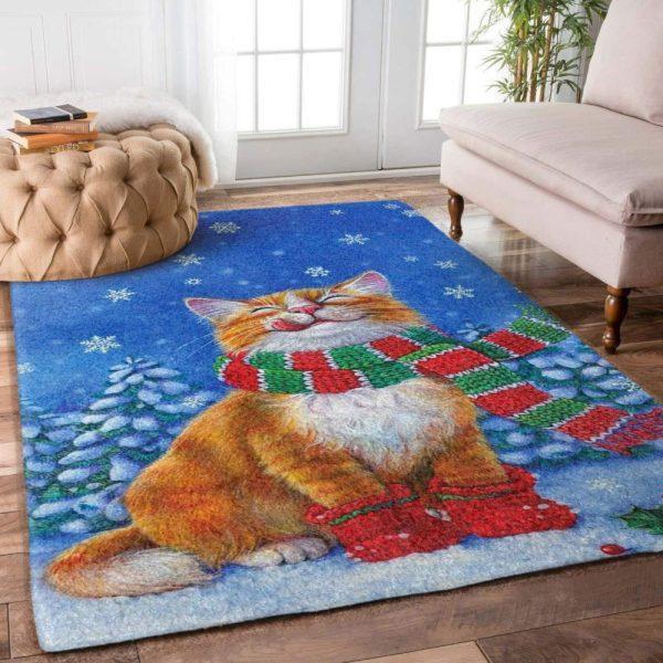 Christmas Rugs, Christmas Area Rugs, Twilight Whiskers With Cat Christmas Limited Edition Rug, Christmas Floor Mats