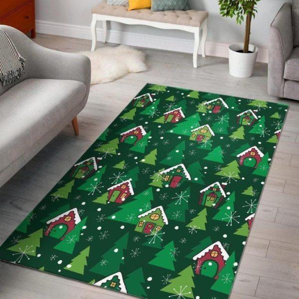 Christmas Rugs, Christmas Area Rugs, Whimsical Imagery On Christmas Tree Limited Edition Rug, Christmas Floor Mats