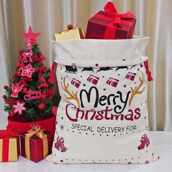 Christmas Sack, Santa Sack Burlap Sack With Drawstring, Xmas Santa Sacks, Christmas Tree Bags, Christmas Bag Gift