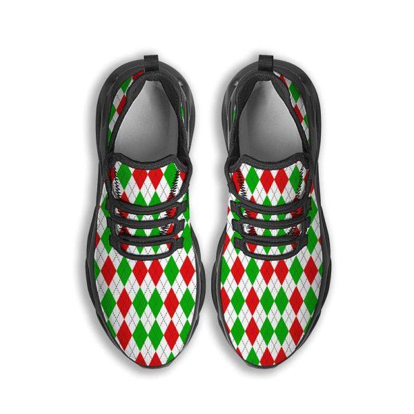 Christmas Shoes, Christmas Running Shoes, Argyle Merry Christmas Print Pattern Black Max Soul Shoes, Christmas Shoes 2023