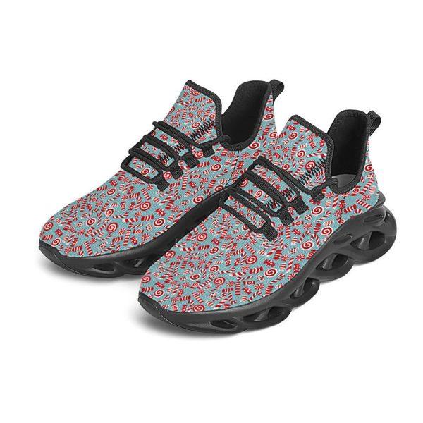 Christmas Shoes, Christmas Running Shoes, Candy Cane Christmas Print Pattern Black Max Soul Shoes, Christmas Shoes 2023