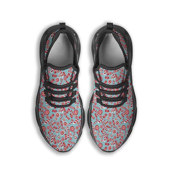 Christmas Shoes, Christmas Running Shoes, Candy Cane Christmas Print Pattern Black Max Soul Shoes, Christmas Shoes 2023