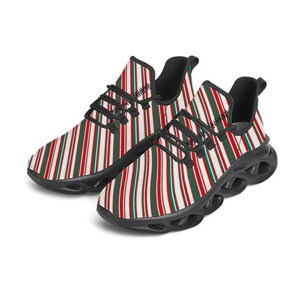 Christmas Shoes, Christmas Running Shoes, Candy Cane Stripe Christmas Print Black Max Soul Shoes, Christmas Shoes 2023