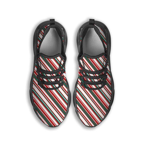 Christmas Shoes, Christmas Running Shoes, Candy Cane Stripe Christmas Print Black Max Soul Shoes, Christmas Shoes 2023