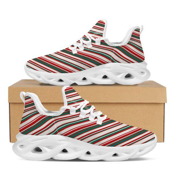 Christmas Shoes, Christmas Running Shoes, Candy Cane Stripe Christmas Print White Max Soul Shoes, Christmas Shoes 2023