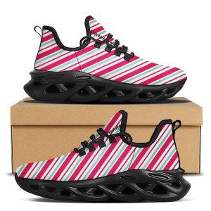 Christmas Shoes, Christmas Running Shoes, Candy Cane Striped Christmas Print Black Max Soul Shoes, Christmas Shoes 2023