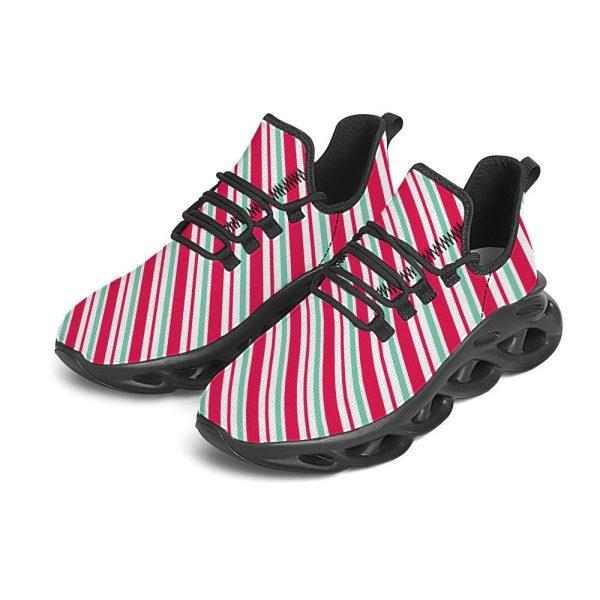 Christmas Shoes, Christmas Running Shoes, Candy Cane Striped Christmas Print Black Max Soul Shoes, Christmas Shoes 2023