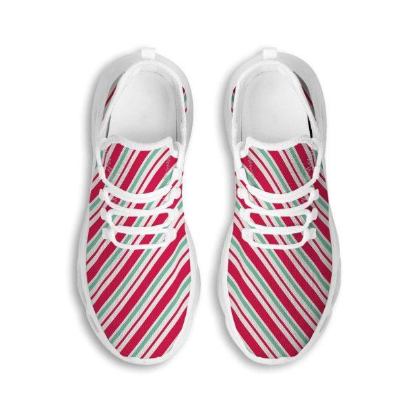 Christmas Shoes, Christmas Running Shoes, Candy Cane Striped Christmas Print White Max Soul Shoes, Christmas Shoes 2023