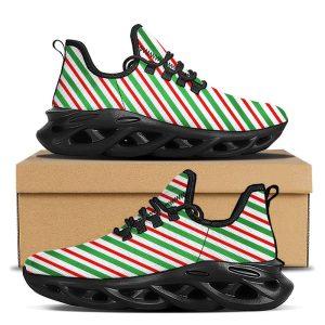 Christmas Shoes, Christmas Running Shoes, Candy Cane Stripes Christmas Print Black Max Soul Shoes, Christmas Shoes 2023