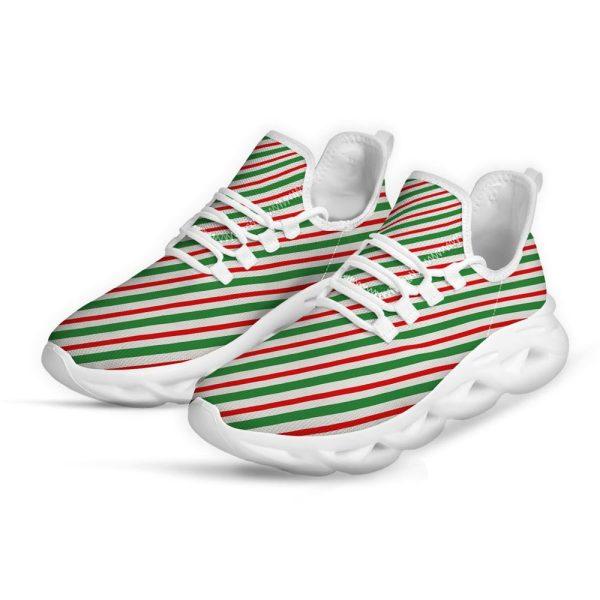 Christmas Shoes, Christmas Running Shoes, Candy Cane Stripes Christmas Print White Max Soul Shoes, Christmas Shoes 2023