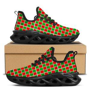 Christmas Shoes, Christmas Running Shoes, Checkered Merry Christmas Print Pattern Black Max Soul Shoes, Christmas Shoes 2023