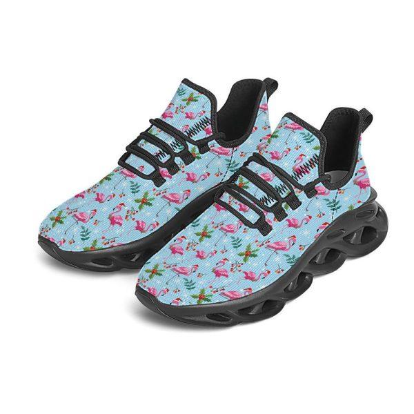 Christmas Shoes, Christmas Running Shoes, Christmas Flamingo Pink Print Pattern Black Max Soul Shoes, Christmas Shoes 2023