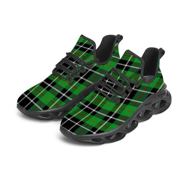 Christmas Shoes, Christmas Running Shoes, Christmas Tartan Green Plaid Scottish Black Max Soul Shoes, Christmas Shoes 2023