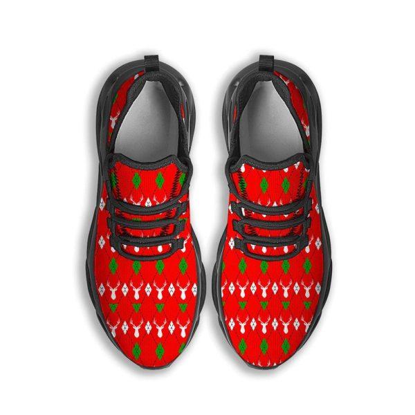 Christmas Shoes, Christmas Running Shoes, Deer Argyle Christmas Print Pattern Black Max Soul Shoes, Christmas Shoes 2023