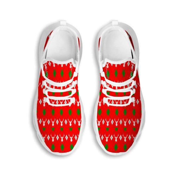 Christmas Shoes, Christmas Running Shoes, Deer Argyle Christmas Print Pattern White Max Soul Shoes, Christmas Shoes 2023