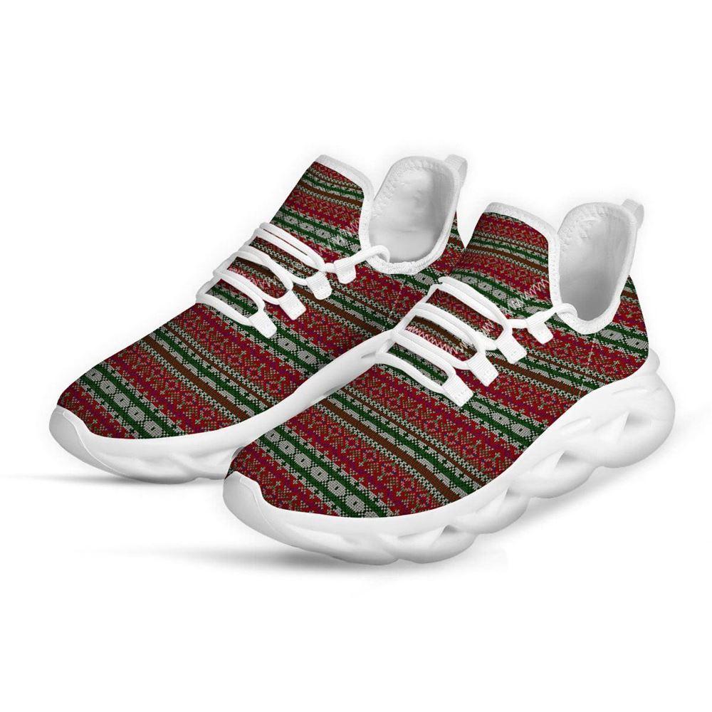 Christmas Shoes, Christmas Running Shoes, Holiday Knitted Christmas Print Pattern White Max Soul Shoes, Christmas Shoes 2023