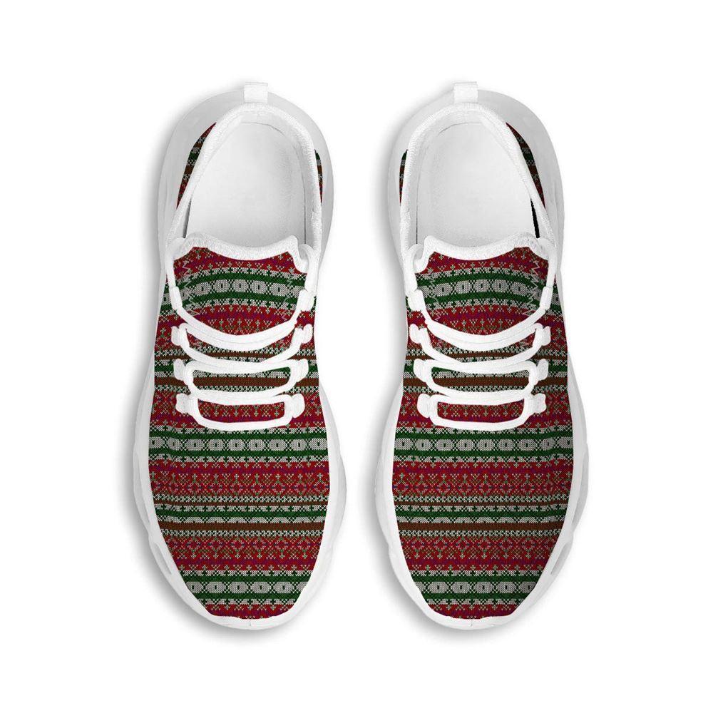 Christmas Shoes, Christmas Running Shoes, Holiday Knitted Christmas Print Pattern White Max Soul Shoes, Christmas Shoes 2023