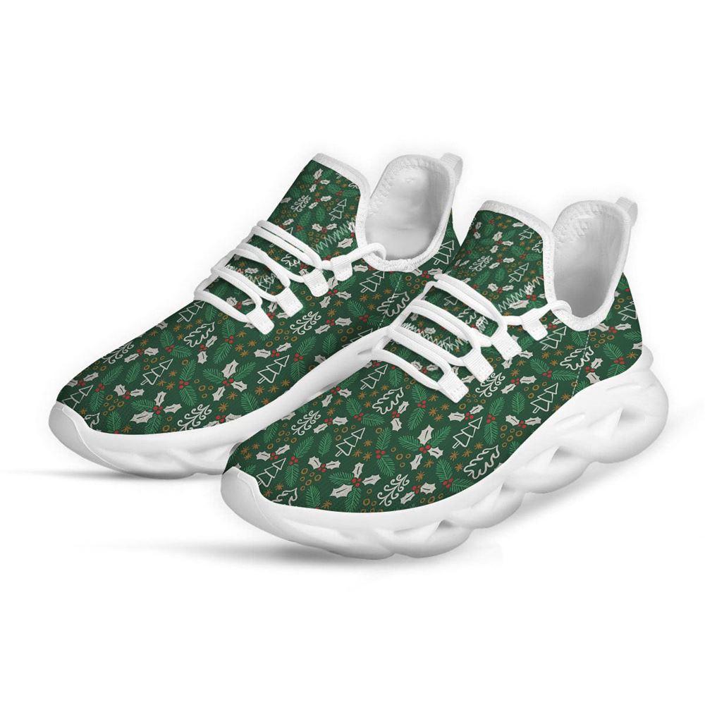 Christmas Shoes, Christmas Running Shoes, Ivy Leaf Christmas Print Pattern White Max Soul Shoes, Christmas Shoes 2023
