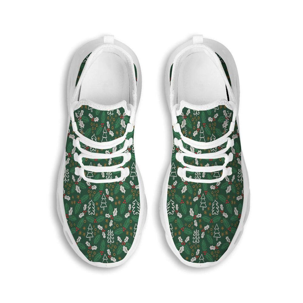 Christmas Shoes, Christmas Running Shoes, Ivy Leaf Christmas Print Pattern White Max Soul Shoes, Christmas Shoes 2023