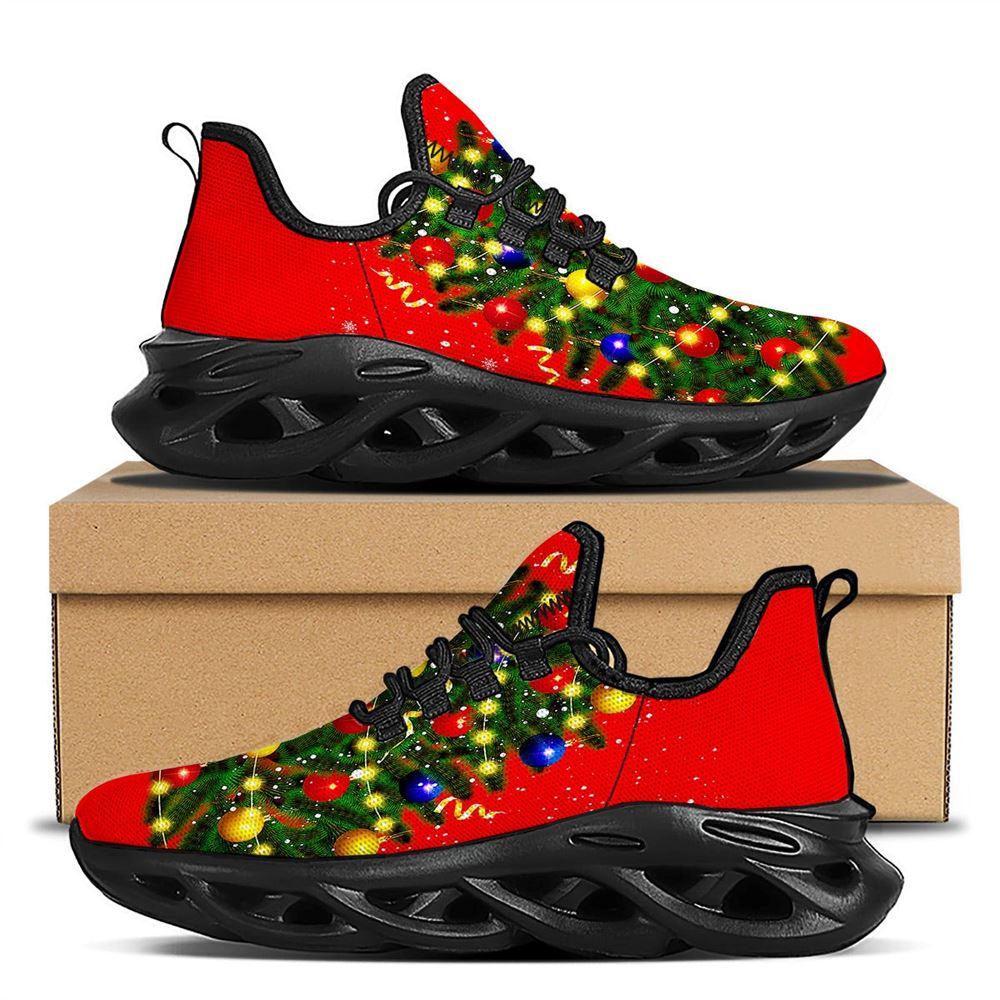 Christmas Shoes, Christmas Running Shoes, Lights Christmas Tree Print Black Max Soul Shoes, Christmas Shoes 2023