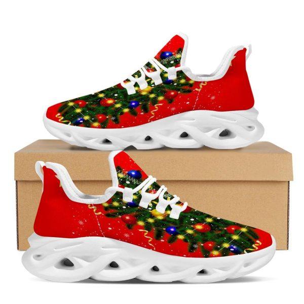 Christmas Shoes, Christmas Running Shoes, Lights Christmas Tree Print White Max Soul Shoes, Christmas Shoes 2023