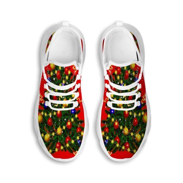 Christmas Shoes, Christmas Running Shoes, Lights Christmas Tree Print White Max Soul Shoes, Christmas Shoes 2023