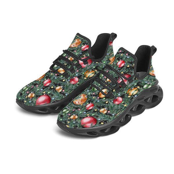 Christmas Shoes, Christmas Running Shoes, Merry Christmas Watercolor Print Pattern Black Max Soul Shoes, Christmas Shoes 2023