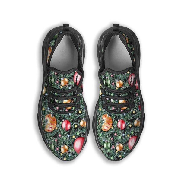 Christmas Shoes, Christmas Running Shoes, Merry Christmas Watercolor Print Pattern Black Max Soul Shoes, Christmas Shoes 2023