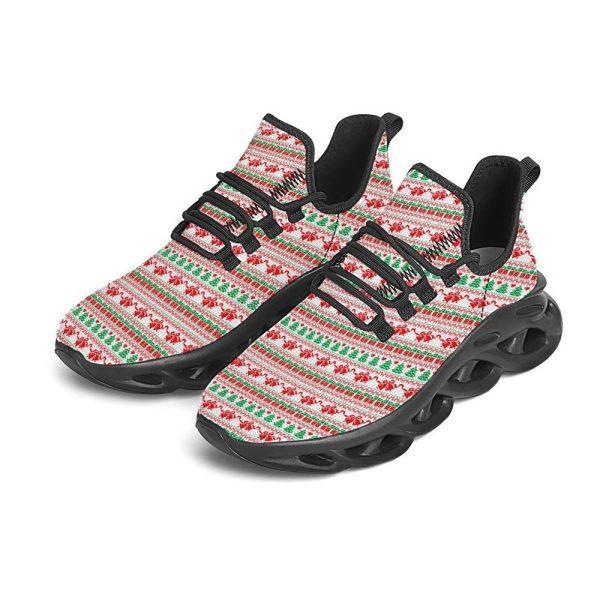 Christmas Shoes, Christmas Running Shoes, Party Knitted Christmas Print Pattern Black Max Soul Shoes, Christmas Shoes 2023