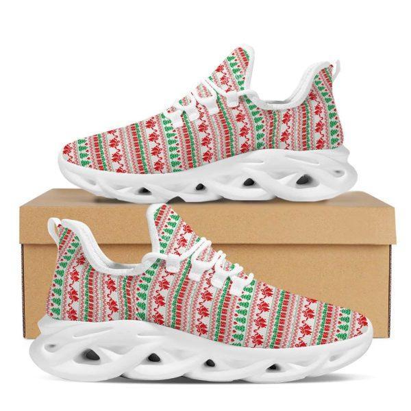 Christmas Shoes, Christmas Running Shoes, Party Knitted Christmas Print Pattern White Max Soul Shoes, Christmas Shoes 2023