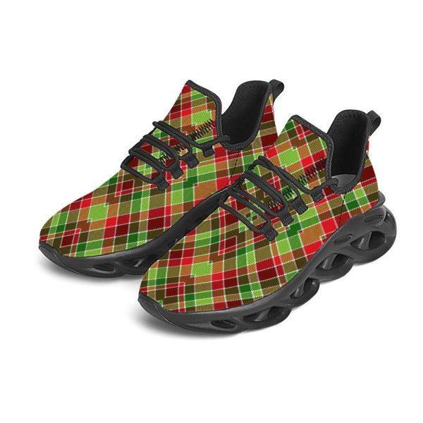 Christmas Shoes, Christmas Running Shoes, Plaid Merry Christmas Print Pattern Black Max Soul Shoes, Christmas Shoes 2023