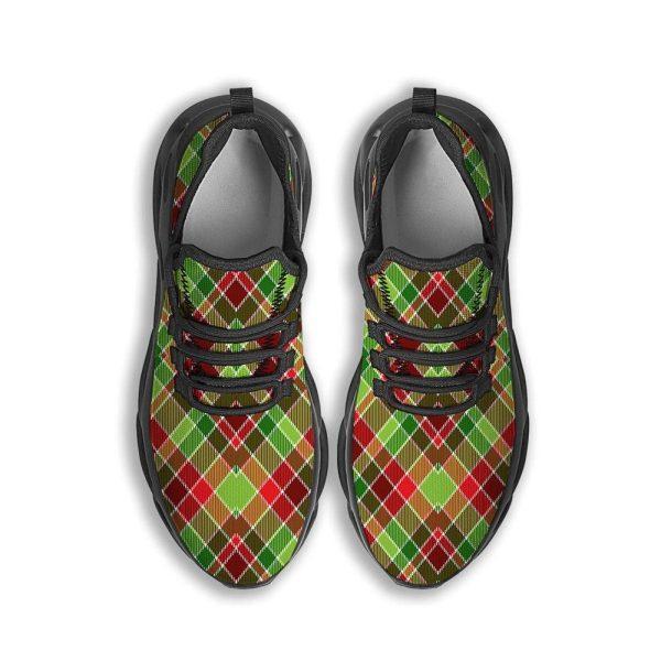 Christmas Shoes, Christmas Running Shoes, Plaid Merry Christmas Print Pattern Black Max Soul Shoes, Christmas Shoes 2023