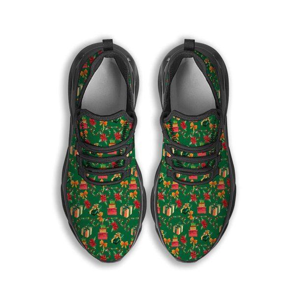 Christmas Shoes, Christmas Running Shoes, Poinsettia Cute Christmas Print Pattern Black Max Soul Shoes, Christmas Shoes 2023